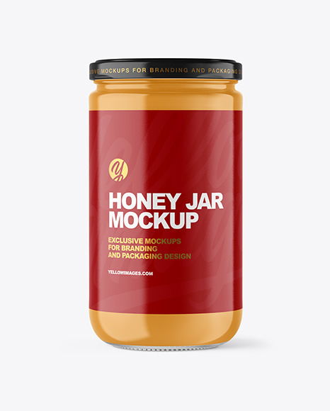Clear Glass Jar with Creamed Honey Mockup PSD #2