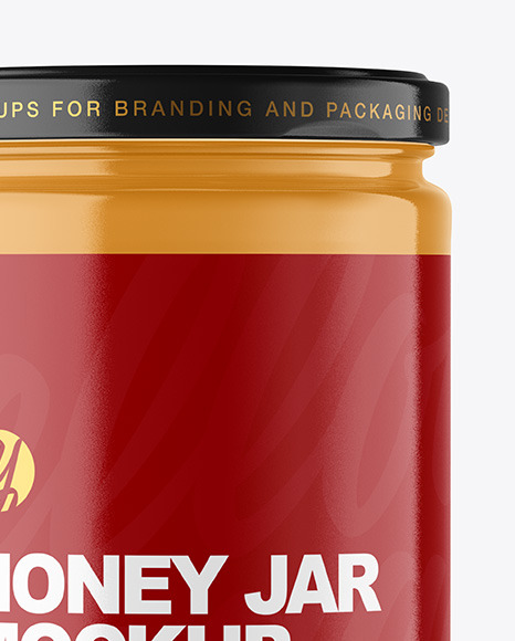 Clear Glass Jar with Creamed Honey Mockup PSD #1