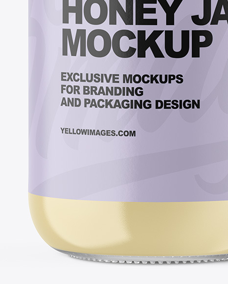 Clear Glass Jar with Creamed Honey Mockup PSD #7