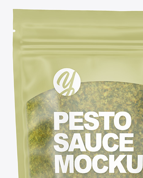 Frosted Plastic Pouch w  Pesto Sauce Mockup PSD #1