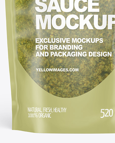 Frosted Plastic Pouch w  Pesto Sauce Mockup PSD #7