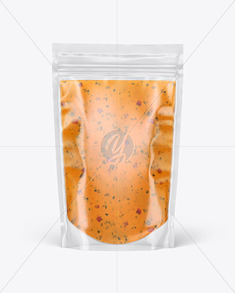 Clear Plastic Pouch w  Chipotle Sauce Mockup PSD #3