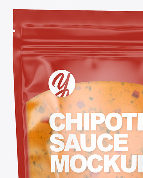 Clear Plastic Pouch w  Chipotle Sauce Mockup PSD #1
