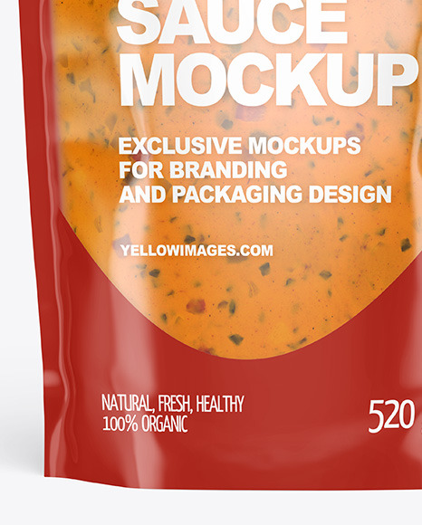 Clear Plastic Pouch w  Chipotle Sauce Mockup PSD #7