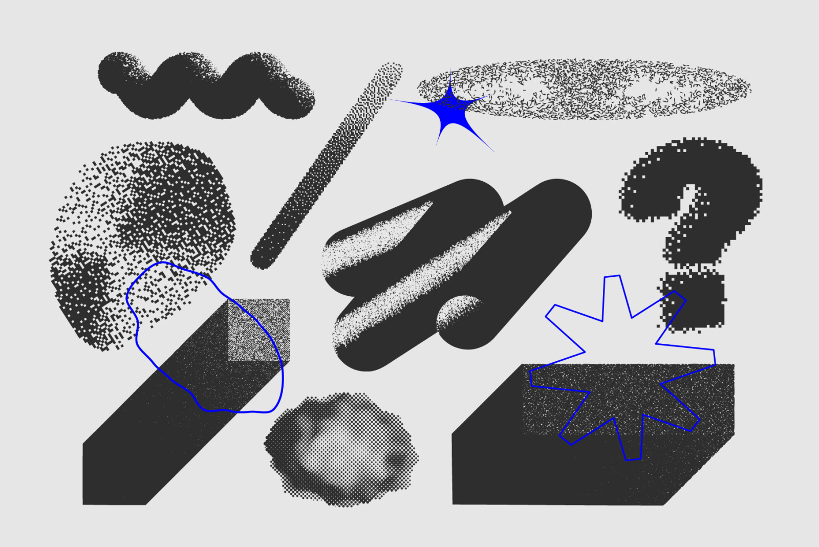 129 Vector Halftone Bitmap Shapes on Yellow Images Creative Store