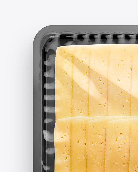 Plastic Tray With Glossy Film   Sliced Tilsiter Cheese Mockup PSD #2