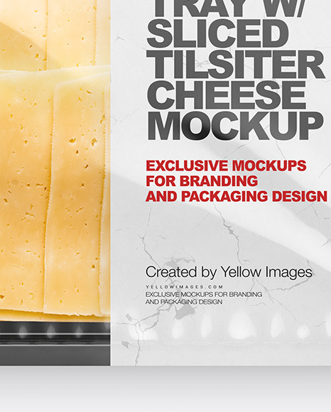Plastic Tray With Glossy Film   Sliced Tilsiter Cheese Mockup PSD #1