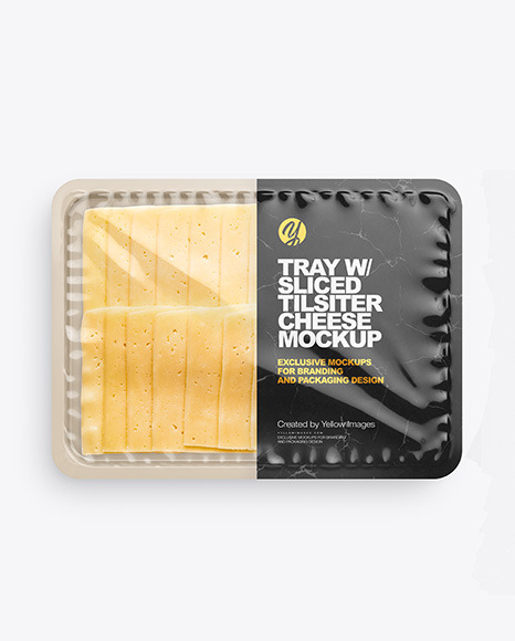 Plastic Tray With Glossy Film   Sliced Tilsiter Cheese Mockup PSD #6