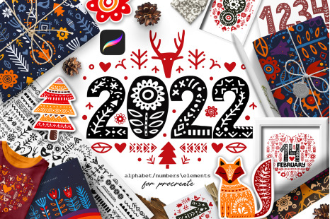 Folk Nordic Art Stamps for Procreate