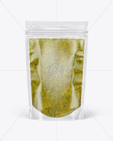 Clear Plastic Pouch w  Spicy Herbs Sauce Mockup PSD #3