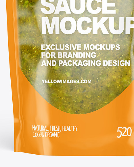 Clear Plastic Pouch w  Spicy Herbs Sauce Mockup PSD #7