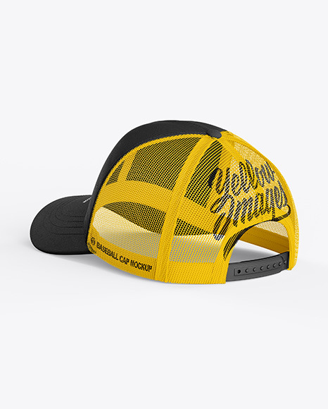 Baseball Cap Mockup - Back Half Side View