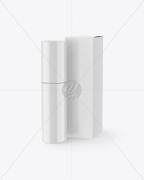 Glossy Cosmetic Bottle with Paper Box Mockup PSD #3