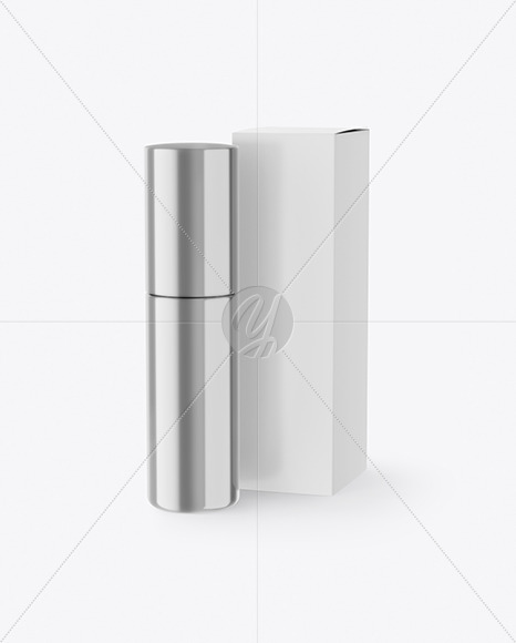 Metallic Cosmetic Bottle with Paper Box Mockup PSD #3