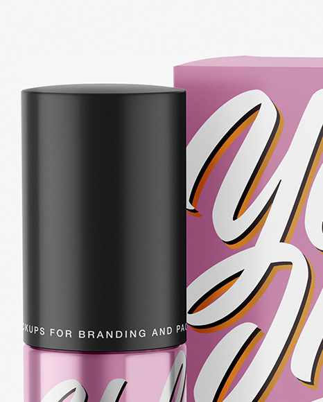 Metallic Cosmetic Bottle with Paper Box Mockup PSD #2