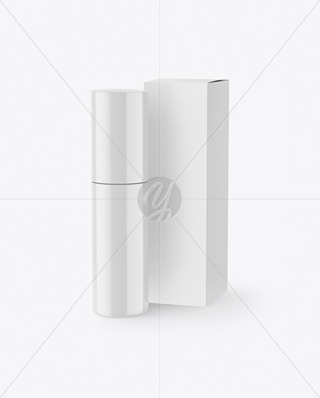 Glossy Cosmetic Bottle with Kraft Paper Box Mockup PSD #3