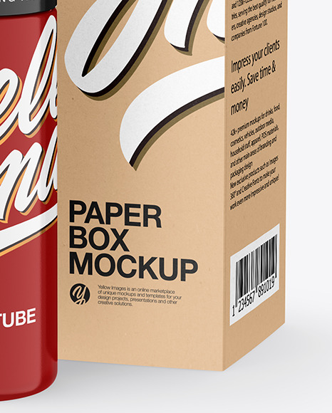 Glossy Cosmetic Bottle with Kraft Paper Box Mockup PSD #6
