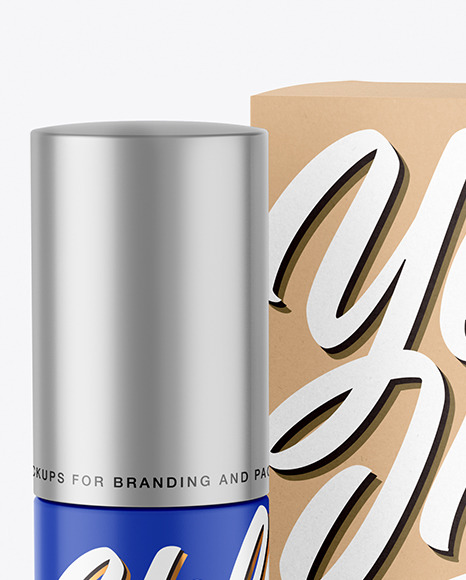 Matte Cosmetic Bottle with Kraft Paper Box Mockup PSD #2