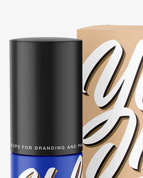 Matte Cosmetic Bottle with Kraft Paper Box Mockup PSD #1