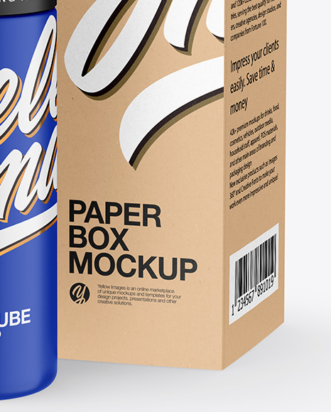 Matte Cosmetic Bottle with Kraft Paper Box Mockup PSD #6