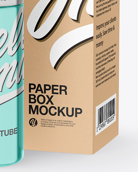 Metallic Cosmetic Bottle with Kraft Paper Box Mockup PSD #6