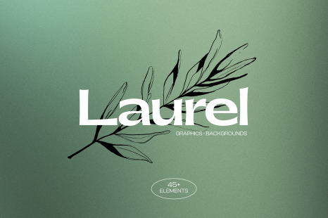 Laurel Branches Graphics and Grainy Gradient Backgrounds