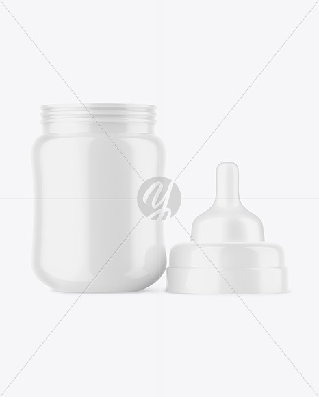 Glossy Baby Bottle with Opened Cap Mockup PSD #3