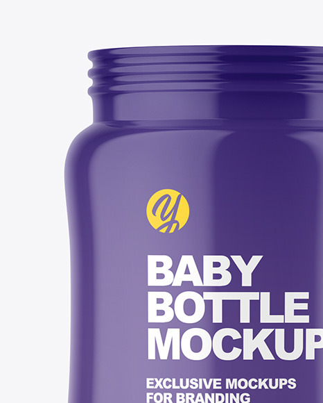 Glossy Baby Bottle with Opened Cap Mockup PSD #1