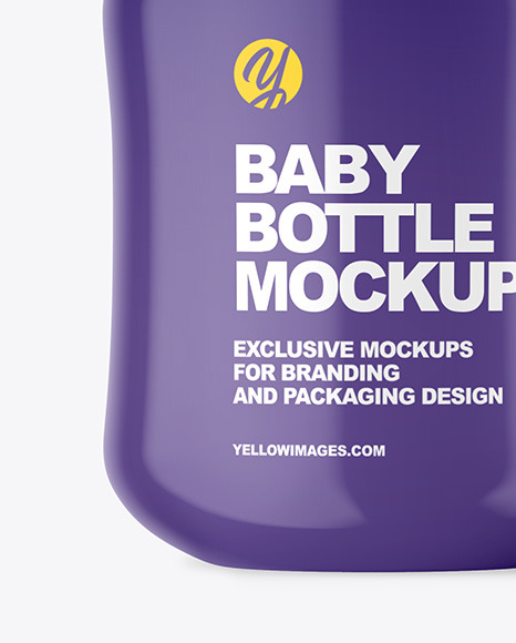 Glossy Baby Bottle with Opened Cap Mockup PSD #6