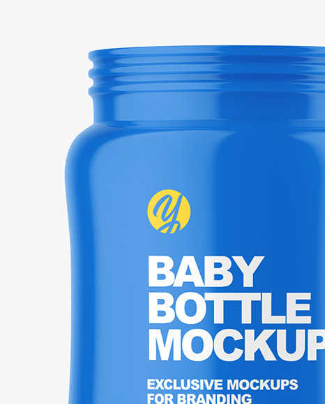 Glossy Baby Bottle with Opened Cap Mockup PSD #5