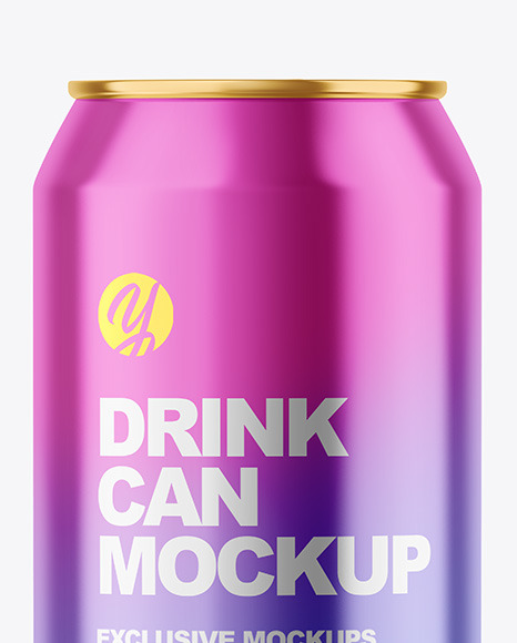 330ml Glossy Metallic Drink Can Mockup PSD #1