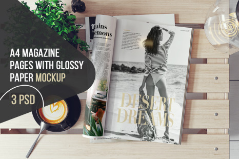 a4 Magazine Pages With Glossy Paper Mockup