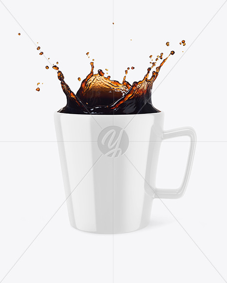 Glossy Mug w  Coffee Splash Mockup PSD #3