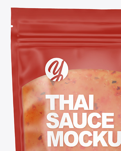 Frosted Plastic Pouch w  Sweet Chili Thai Sauce Mockup PSD #1