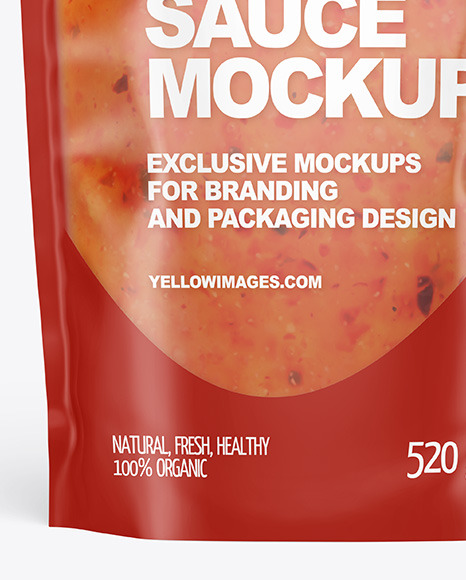 Frosted Plastic Pouch w  Sweet Chili Thai Sauce Mockup PSD #7