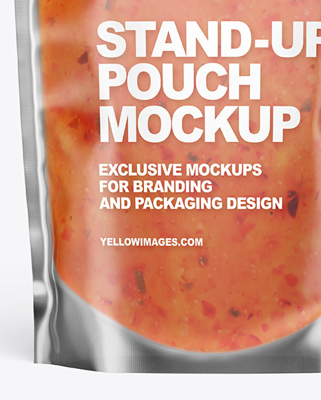 Frosted Plastic Pouch w  Sweet Chili Thai Sauce Mockup PSD #5