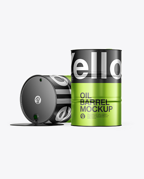 Metallic Oil Barrels Mockup