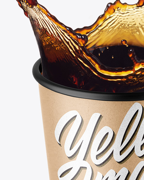 Kraft Coffee Cup w Splash Mockup PSD #2