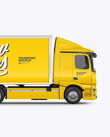 Download Box Truck Mockup - Side View PSD Mockups by Dinn