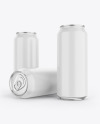 Three Aluminium Drink Cans With Matte Finish Mockup