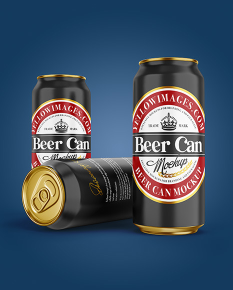 Three Aluminium Drink Cans With Matte Finish Mockup