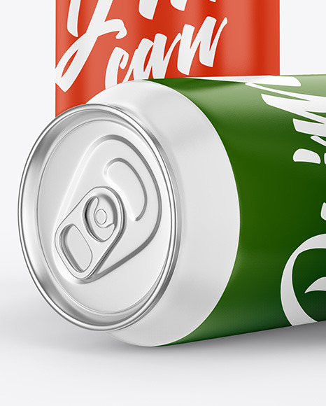 Three Aluminium Drink Cans With Matte Finish Mockup