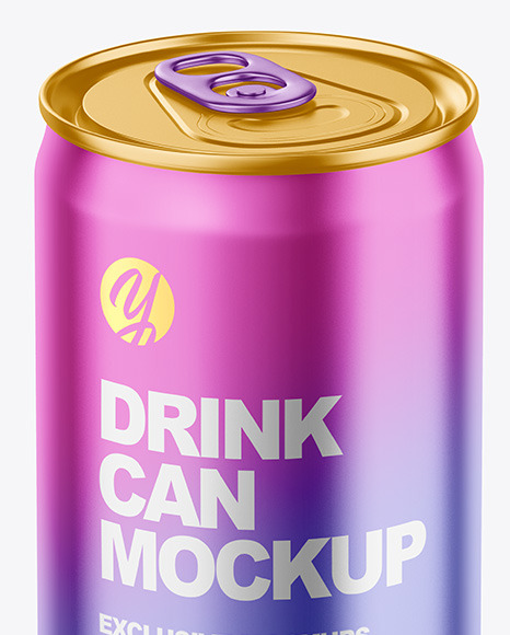 150ml Matte Metallic Drink Can Mockup PSD #1