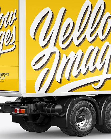Box Truck Mockup   Back Half Side View PSD #1
