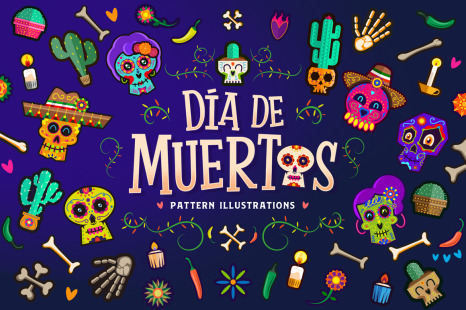 Dia de muertos pattern illustrations