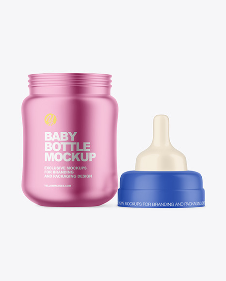 Matte Metallic Baby Bottle Mockup PSD #2