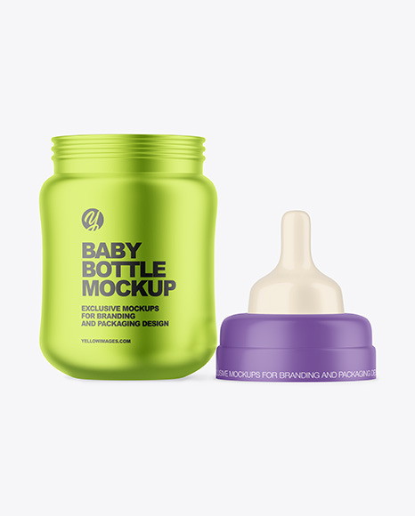 Matte Metallic Baby Bottle Mockup