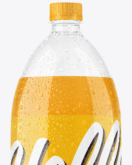 PET Bottle with Drink and Water Drops Mockup PSD #1