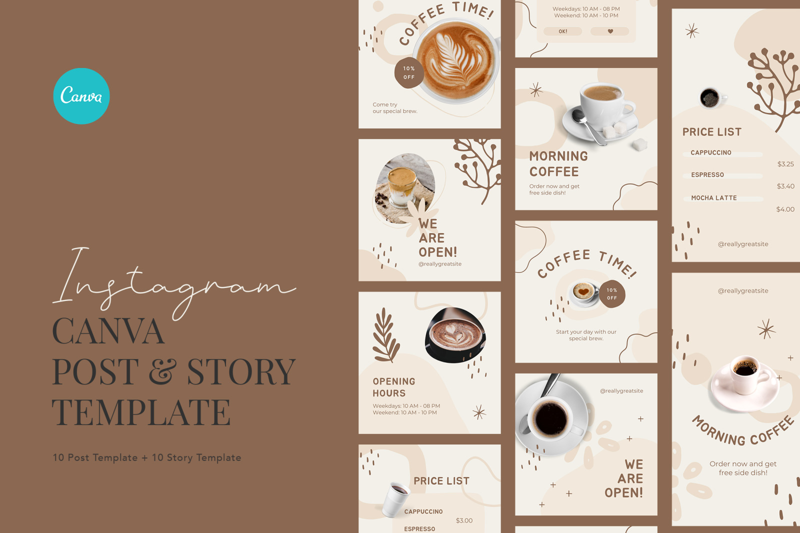 Thư viện Canva đơn giản về cửa hàng cà phê trên Instagram với chủ đề Vanilla Latte: Canva mang đến cho bạn thư viện thanh lịch và đơn giản những bài đăng Instagram về cửa hàng cà phê với chủ đề Vanilla Latte. Với sự đa dạng và sáng tạo của Canva, bạn có thể biến bất cứ ảnh nào thành nội dung Instagram đẹp mắt.