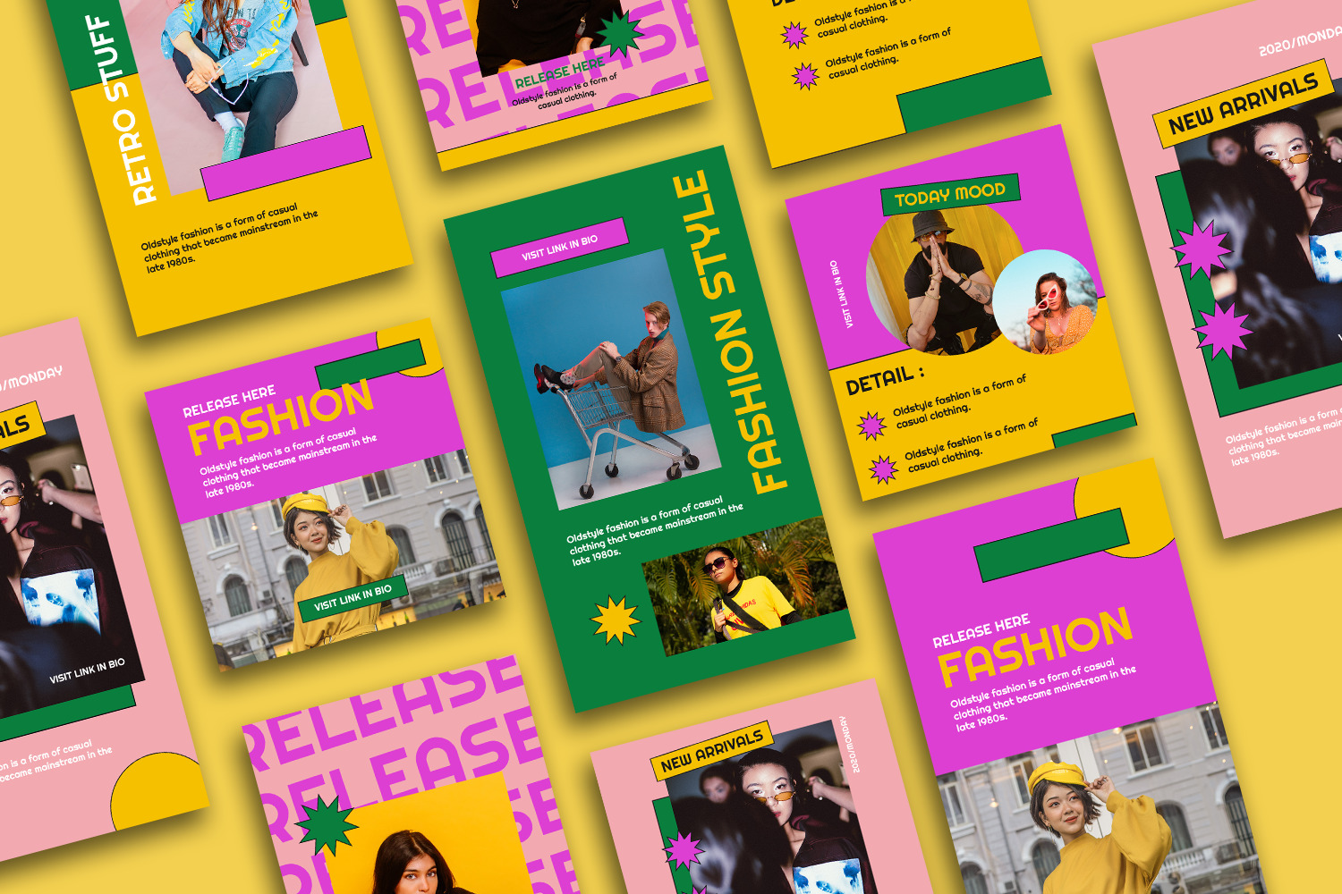 Retiment Instagram Template on Yellow Images Creative Store